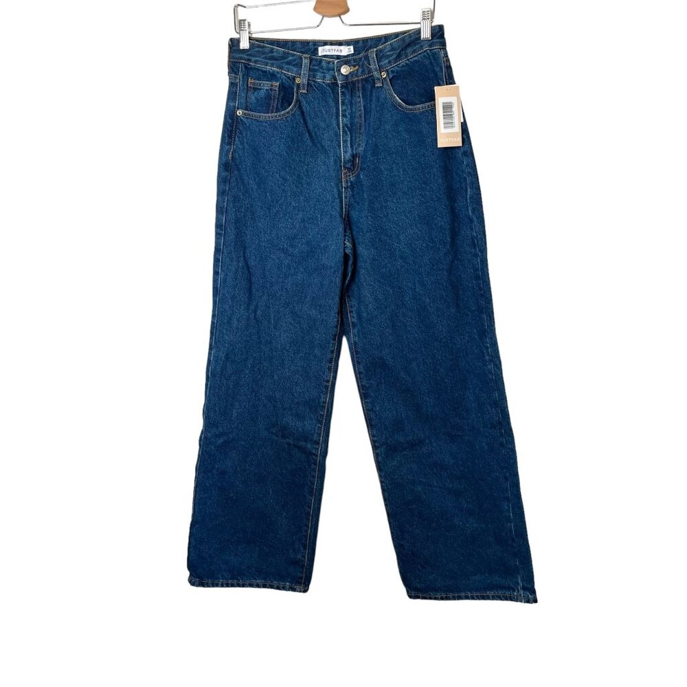 JustFab Women's Denim Wide-Leg Dark Wash Blue  Jeans Size 30 Regular